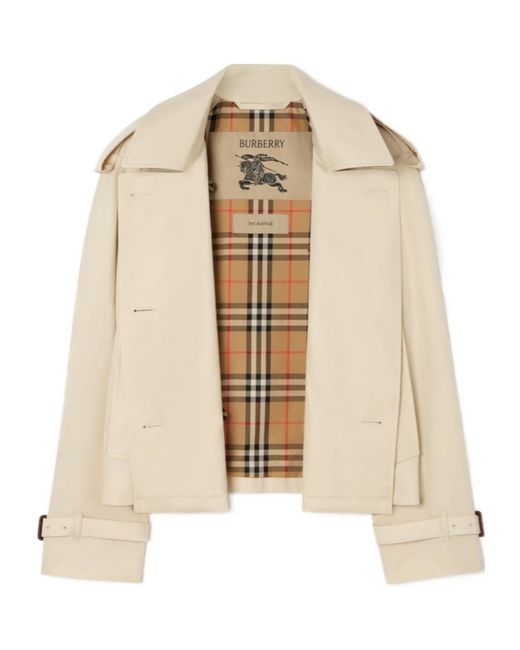 Burberry Natural Cropped Tropical Gabardine Mayfair Trench Jacket