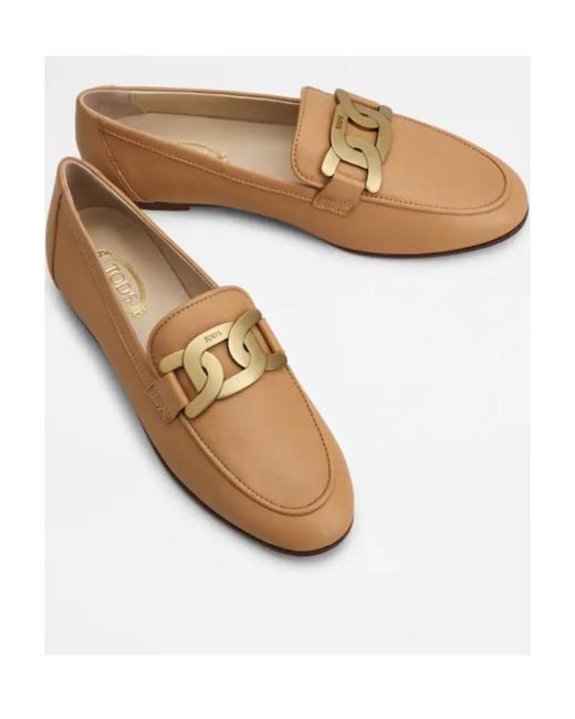 Tod's Brown Kate-Chain Leather Loafers