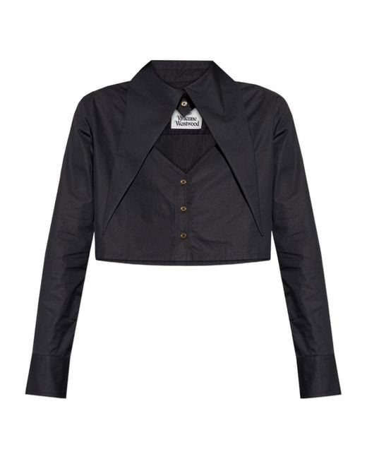 Vivienne Westwood Blue Cut-Out Cropped Shirt