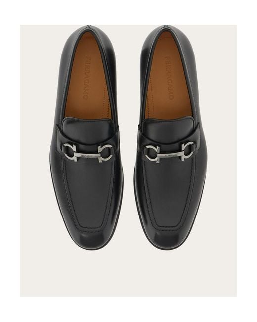 Ferragamo Black Gancini-Buckle Penny-Slot Loafers for men