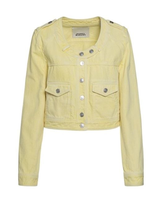 Isabel Marant Yellow Cropped Denim Jacket