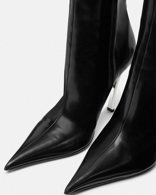 Versace Black Pin-Point Knee-High Boots
