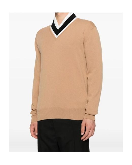 Marni Natural V-Neck Wool Sweater for men