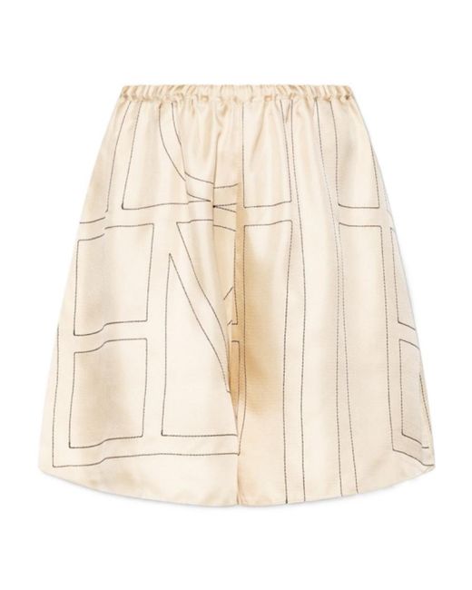 Totême Natural Totême Geometric Printed Elasticated Waistband Shorts