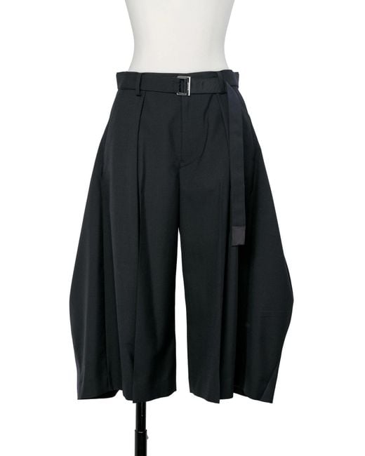 Sacai Black Wide-Leg Cropped Trousers