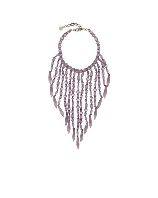 Emporio Armani White Pendant Tassel Collar Necklace