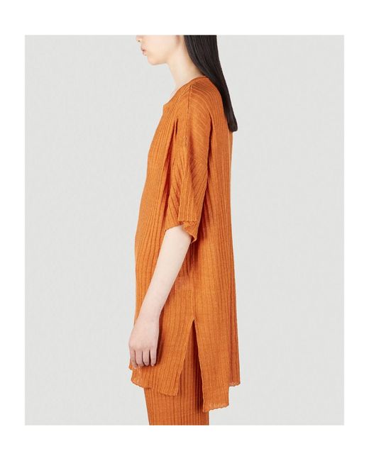 Rodebjer Orange Short-Sleeved Ribbed Sweater