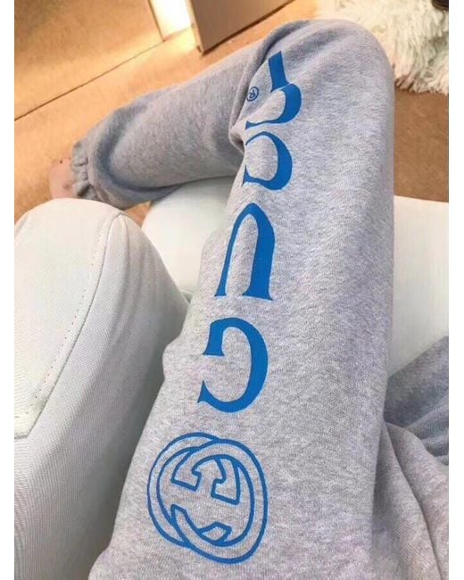 Gucci Gray Logo Jogging Trousers for men