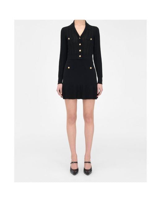 Alessandra Rich Black Flared Mini Skirt