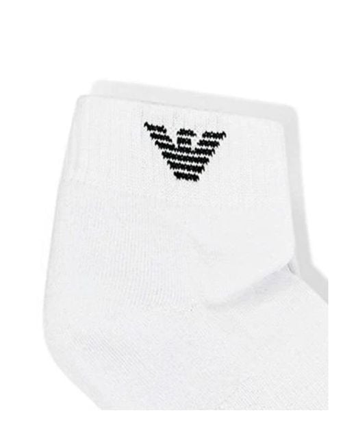Emporio Armani White Logo Socks for men
