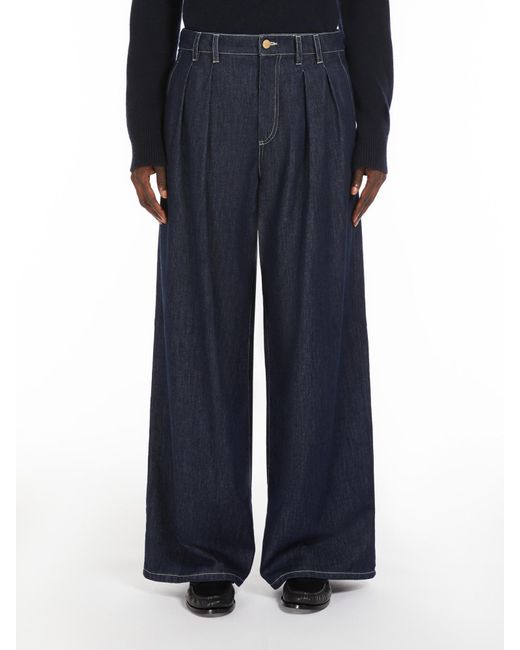Max Mara Blue 'S Logo Patch Straight Leg Jeans