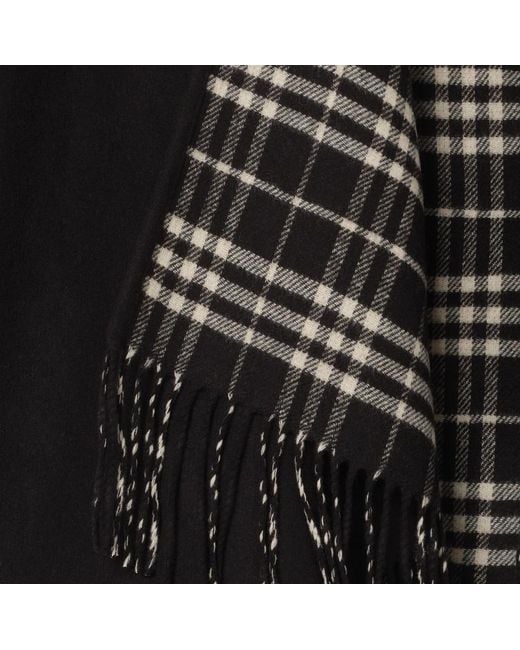 Burberry Black Reversible Fringe-Trimmed Cape