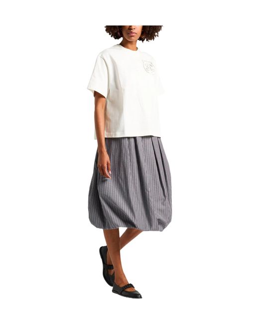 Brunello Cucinelli Gray Stylish Striped Balloon Skirt