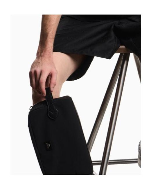 Emporio Armani Black Logo Patch Toiletry Bag for men