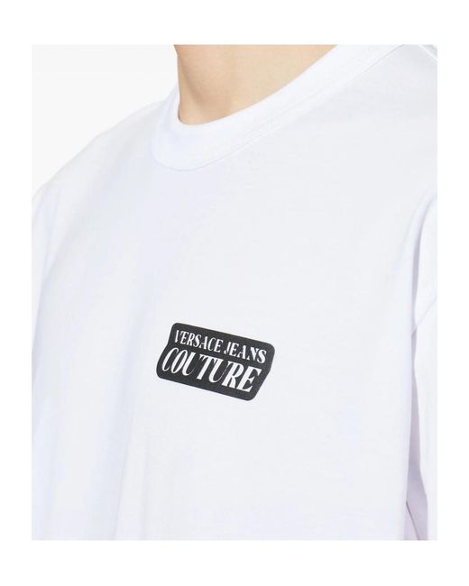 Versace Jeans White Couture Logo Printed Crewneck T-Shirt for men