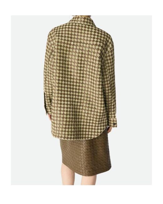 Bottega Veneta Natural Intrecciato Leather And Suede Shirt