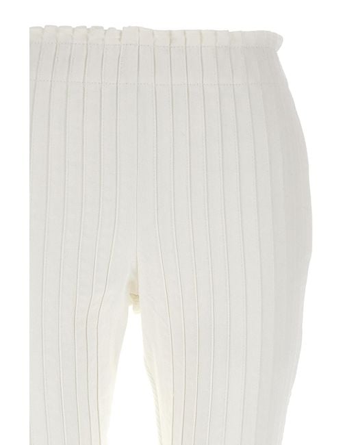 Sacai White Pleated Cropped Trousers