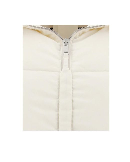 Jil Sander White Hooded Feather Down Coat