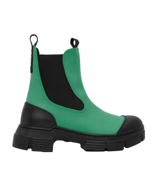 Ganni Green Chunky Slip-On Boots