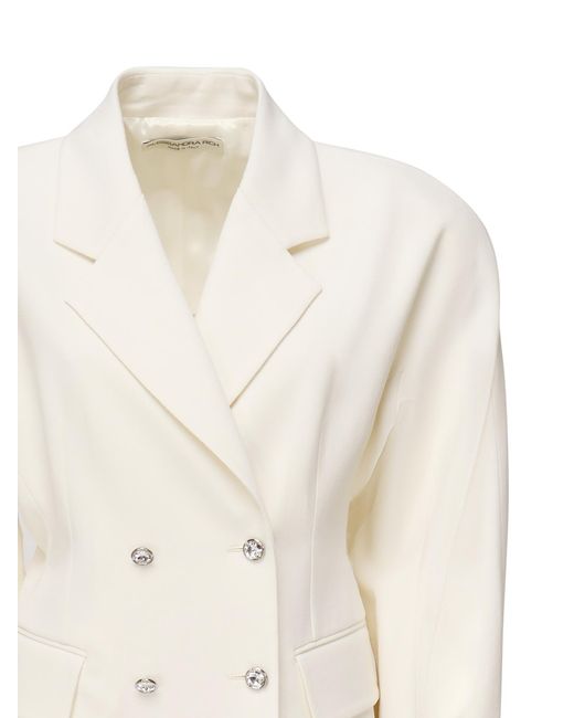 Alessandra Rich White Crystal-Embellished Double-Breasted Jacket