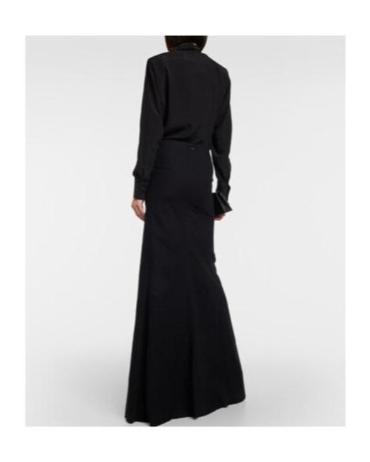 Ann Demeulemeester Black Virgin Wool Maxi Skirt