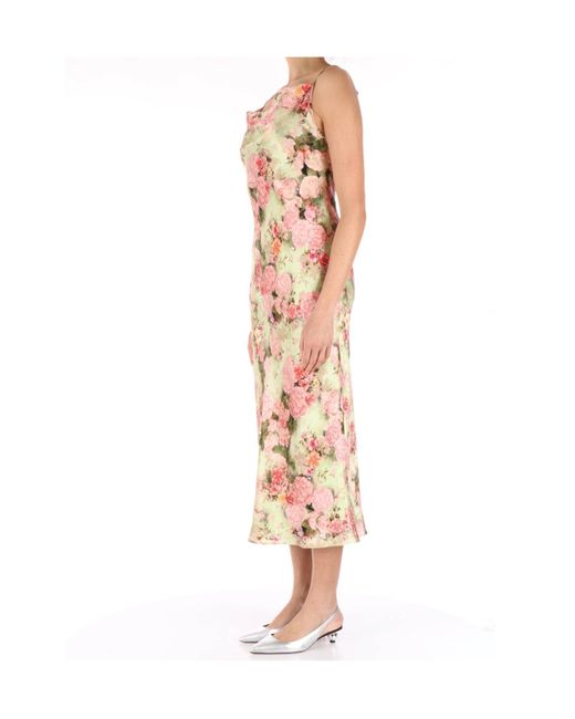Max Mara White Studio Floral Printed Satin Midi Dress