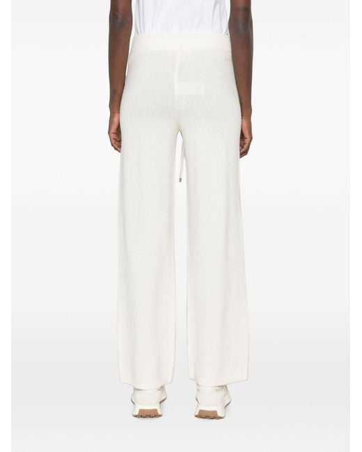 ERMANNO FIRENZE White Drawstring-Waist Fine-Knit Trousers