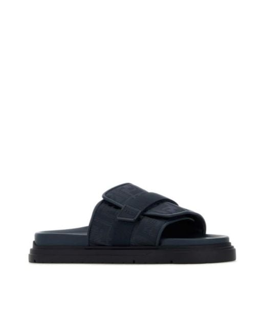 Fendi Blue Chunky Ope-Toe Slides for men