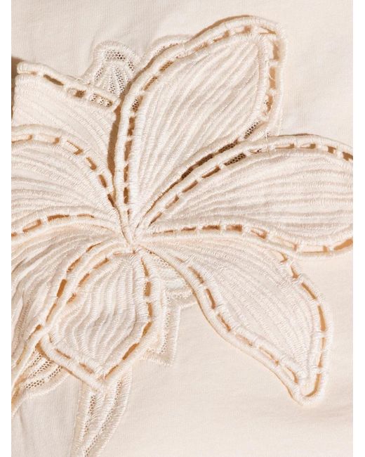 Twinset White Floral Appliqué T-Shirt