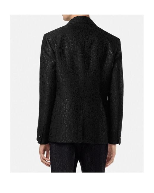 Versace Black Logo Patch Single-Breasted Blazer for men