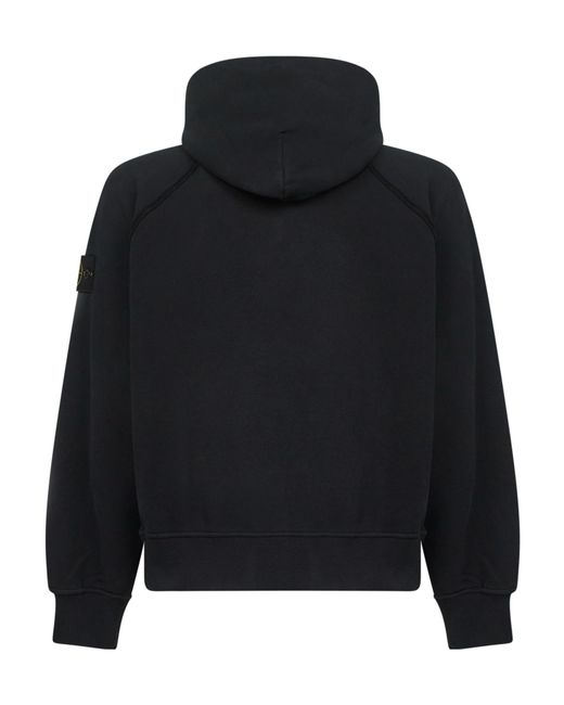 Stone Island Black Cotton Hoodie for men