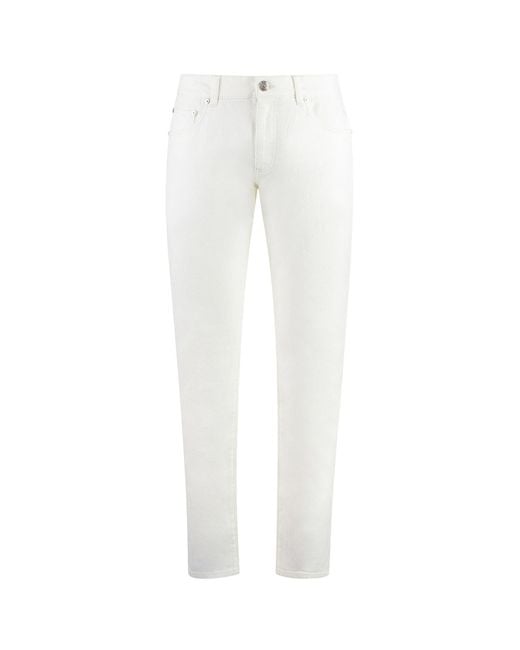 Etro White Logo Patch Straight Leg Jeans for men