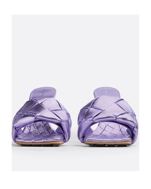 Bottega Veneta Purple Intreccio Metallised Mules