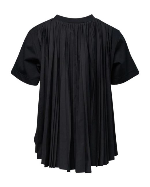Sacai Poplin X Cotton Jersey T-Shirt in Black | Lyst