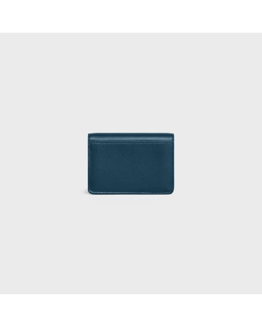 Céline Blue Card Holder With Flap Triomphe