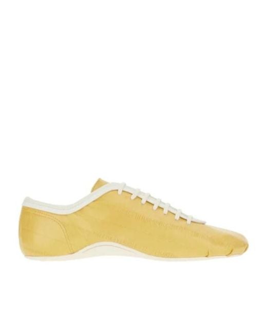 Dries Van Noten Yellow Leather Ballerina Sneakers