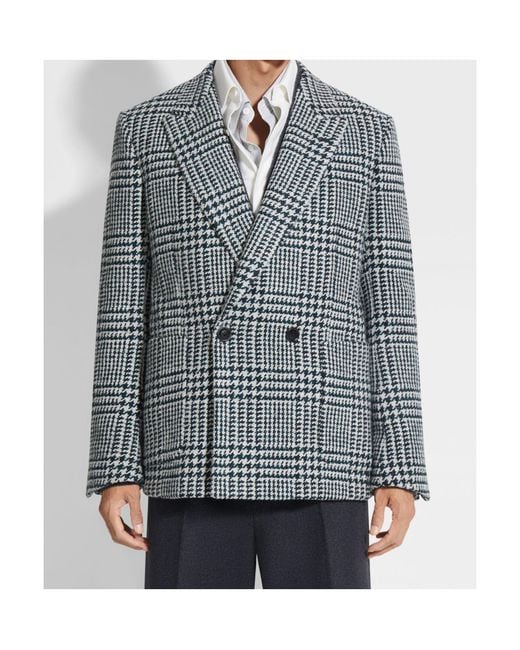 Zegna Blue Dark And Wool And Cashmere Jacket for men