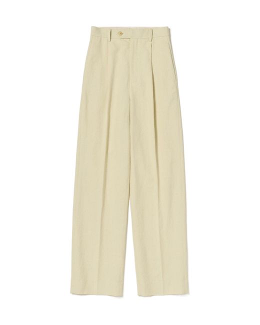 Auralee White Wool Blend Belt Loop Casual Pants