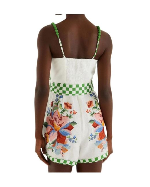 Farm Rio White Calm Breeze Floral-Print Playsuit