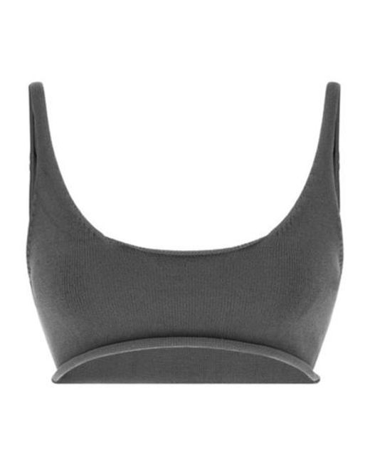 Entire studios Gray Raw Knit Cropped Knitted Top