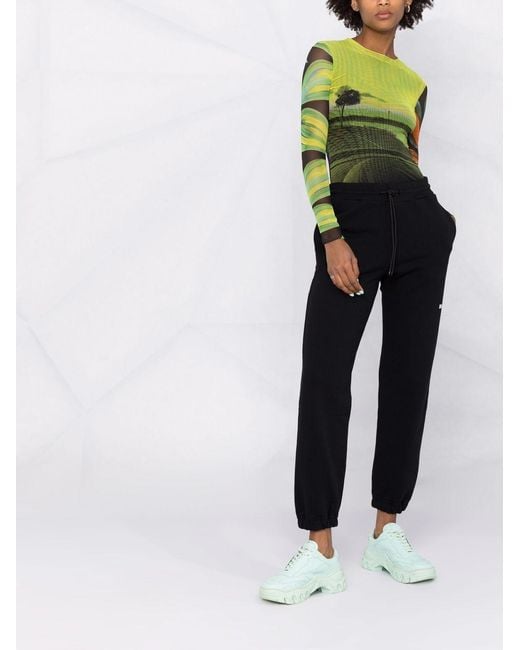 MSGM Black Logo Printed Drawstring Joggers