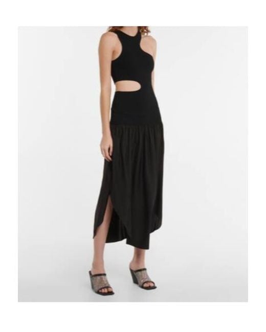 Stella McCartney Black Asymmetric Cutout Midi Dress
