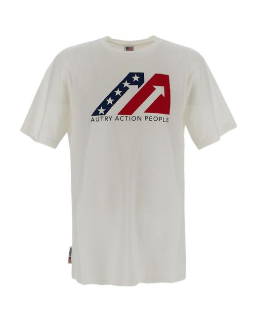 Autry White Graphic Printed Crewneck T-Shirt for men