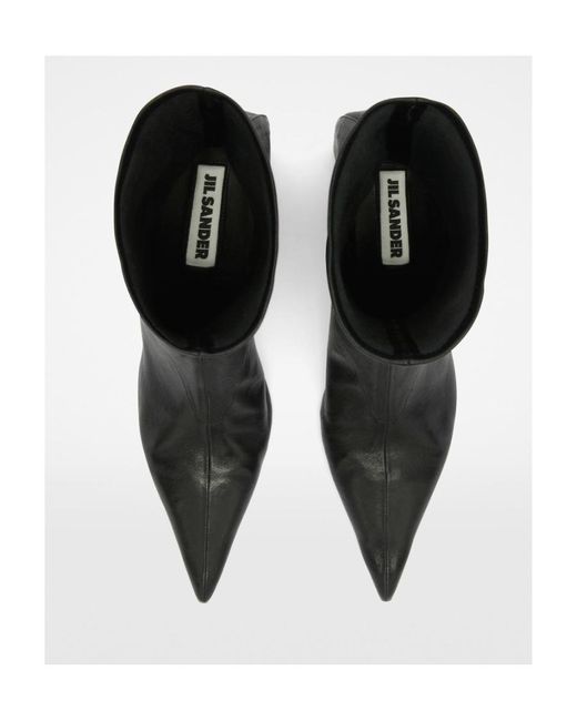 Jil Sander Black Pointed-Toe Ankle Boots