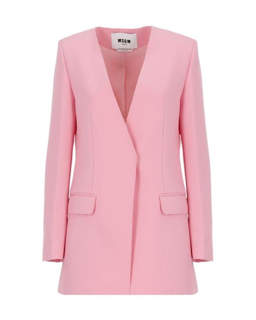 MSGM Pink Single-Breasted Jacket