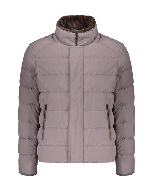 Herno Brown Zip-Up Quilted Down Jacket for men