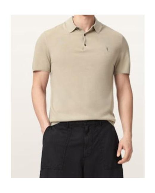 AllSaints White Mode Merino Short Sleeve Ramskull Polo Shirt for men