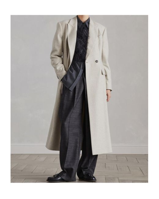 Brunello Cucinelli Natural Single Breasted Long Coat
