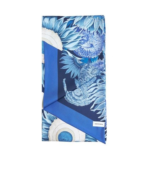 Ferragamo Blue Pattern Scarf
