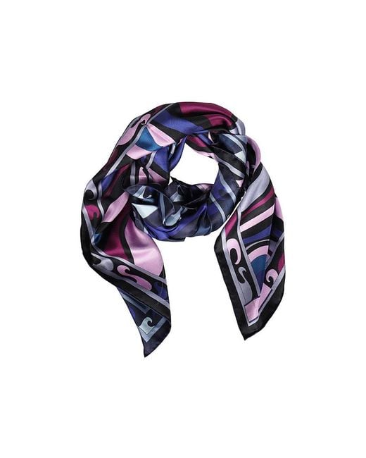 Emilio Pucci Blue Printed Silk Scarf